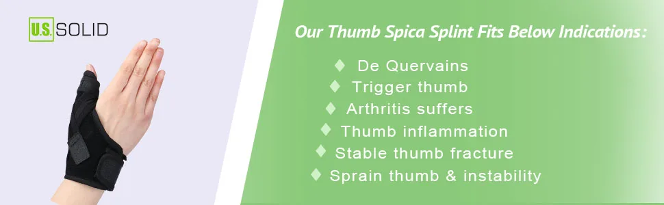 Thumb Spica Splint- Thumb Brace for Arthritis or Soft Tissue Injuries Lightweight and Breathable Stabilizing and not Restrictive Fits Both Hands a U.S. Solid Product (SmallMedium) SmallMedium (Pack of 1) - product information 5