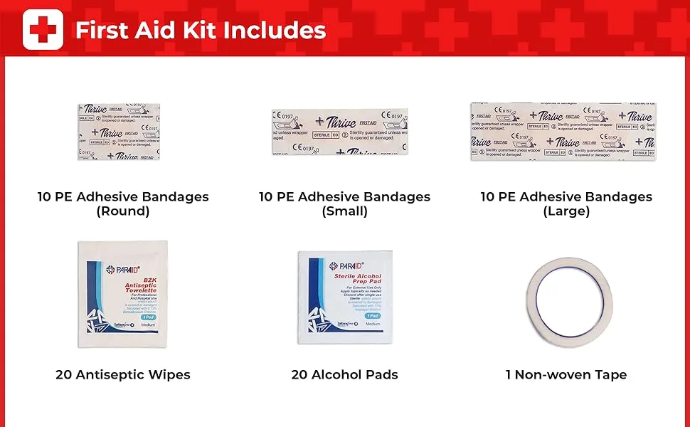 Thrive Mini First Aid Kit Travel Size (66 Piece) - First Aid Bag with Hospital Grade Medical Supplies Small - Thrive Mini First Aid Kit Travel Size (66 Piece)