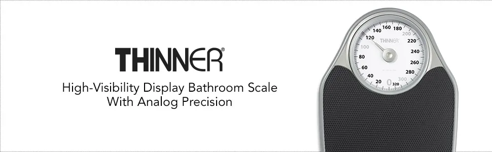 Thinner Extra-Large Dial Analog Precision Bathroom Scale Analog Bath Scale Measures Weight Up to 330 Lbs. Analog - Black - TH100SP Thinner Bathroom Scale, High-Visibility display bathroom scale with analog precision,