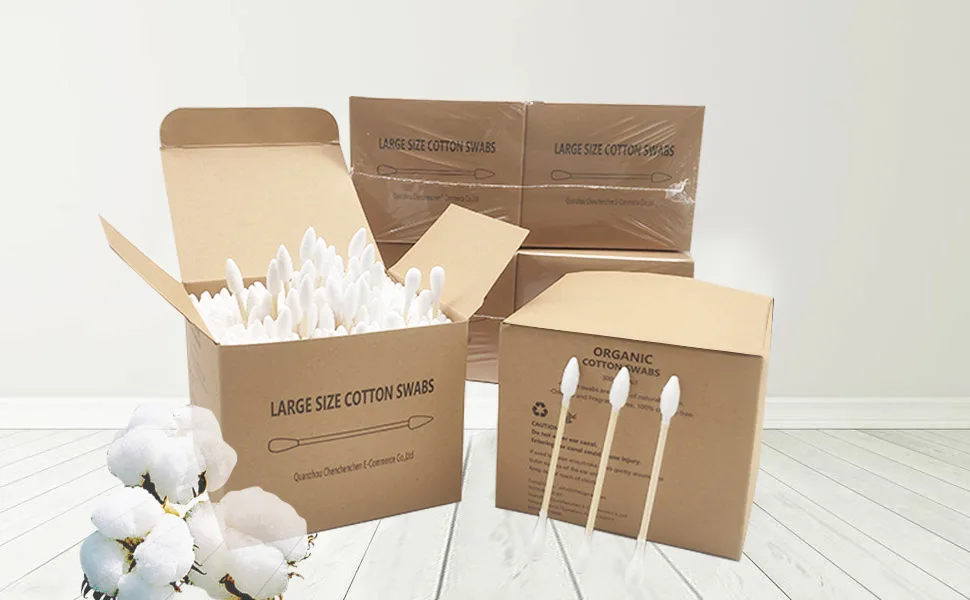 Thick Cotton Swabs XL Cotton Bud 2 Packs Natural OrganicBiodegradable Cotton Swabs 600pcs 600pcs Thick Tips(PointedRound ) - product information 6