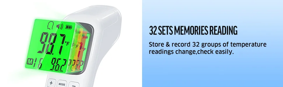 Thermometer for Adults and Kids No-Touch Forehead Thermometer with Object Mode FunctionFever Alert and 32 Set Memory RecallInstant Accurate Reading Digital Baby Thermometer for Fever White - 32 recall reading thermometer