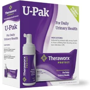 Theraworx Protect U-Pak 60-Ct Wipes Plus Hygiene Foam 3.4 oz for Urinary Health (2 Pack) - UPak