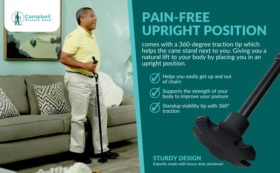 The Original Campbell Posture Cane Foldable Walking Cane for Men and Women - FSAHSA Eligible - Editorial Recommended - As Seen on TV - Campbell Posture Cane for Men & Women