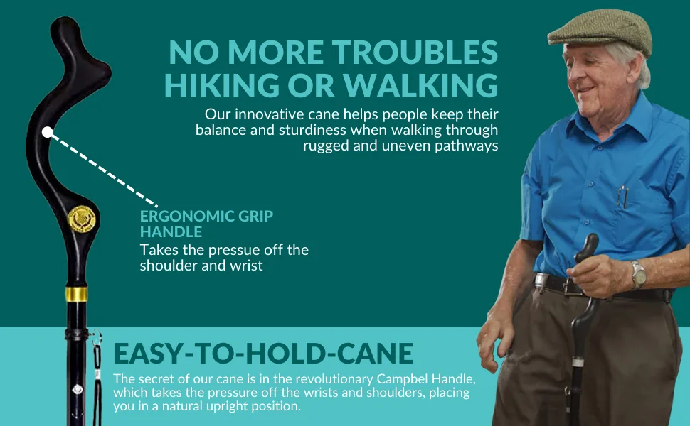The Original Campbell Posture Cane Foldable Walking Cane for Men and Women - FSAHSA Eligible - Editorial Recommended - As Seen on TV - Campbell Posture Cane for Men & Women