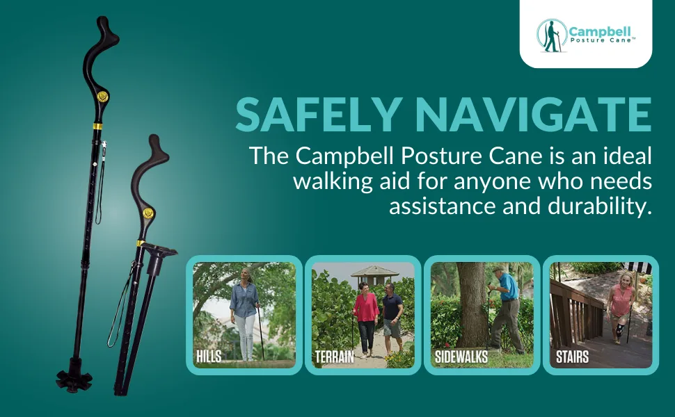 The Original Campbell Posture Cane Foldable Walking Cane for Men and Women - FSAHSA Eligible - Editorial Recommended - As Seen on TV - Campbell Posture Cane for Men & Women