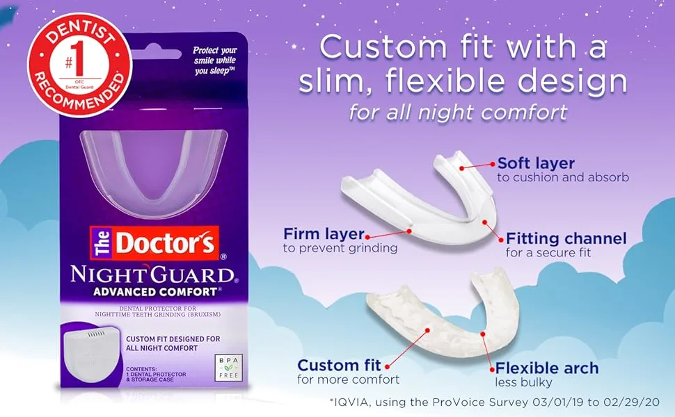 The Doctors NightGuard for Teeth Grinding Custom-Fit Dental Guard for Nighttime 6x5x4 Inch (Pack of 1) - The Doctor