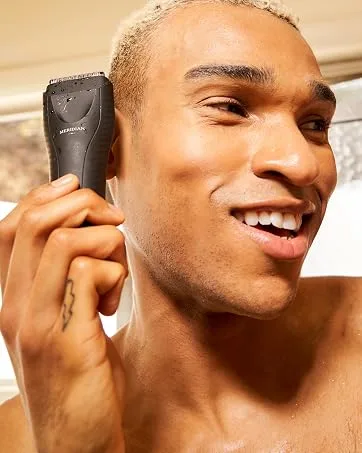 The Complete Package by Meridian: Includes Men’s Waterproof Electric Below-The-Belt Trimmer and The Spray (50 mL) - Features Ceramic Blades and Sensitive Shave Tech (Onyx) - trimmer plus meridian