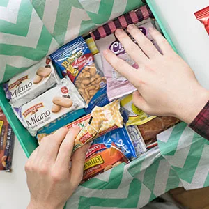 The Care Crate Ultimate Candy Snack Box Care Package ( 40 piece Candy Snacks) Includes 20 Full Size Candies - Starburst Skittles Twizzlers  More - unboxing gift box
