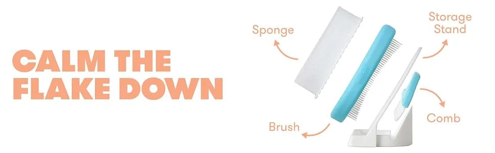 The 3-Step Cradle Cap System by Fridababy  DermaFrida The FlakeFixer  Sponge Brush Comb and Storage Stand for Babies with Cradle Cap 3-Step Flake Fixer System - Our FlakeFixer comes with a comb, brush, sponge, and a storage stand to hold it all together.