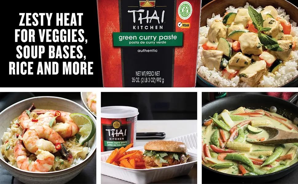 Thai Kitchen Green Curry Paste 35 oz - One 35 Ounce Tub of Bulk Thai Green Curry Paste Perfect for Vegetables Soup Bases Rice and More - Thai Kitchen Green Curry Paste
