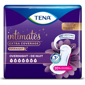 TENA Intimates Overnight Absorbency IncontinenceBladder Control Pad with Lie Down Protection 45 Count (Pack of 2)(Packaging May Vary) - TENA Overnight Pads