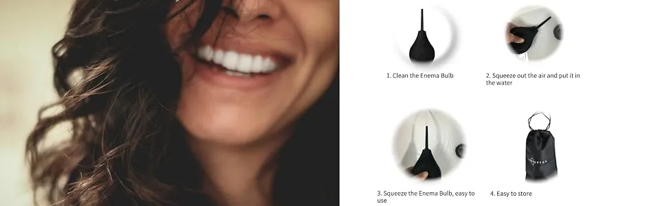 TEMONTIAN Enema Bulb Kit Anal Douche for Men Women Beginners with 19.7in Hose4 Nozzles (Black) - enema blub kit