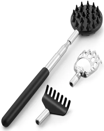 Telescoping Back Scratcher with 3Pcs Detachable Scratching HeadsTukuos Back Scratcher Extendable Backcratchers for MenWomenBear ClawRake Scratcher for AggressiveModerate Scratching Black - back scratcher