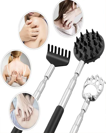 Telescoping Back Scratcher with 3Pcs Detachable Scratching HeadsTukuos Back Scratcher Extendable Backcratchers for MenWomenBear ClawRake Scratcher for AggressiveModerate Scratching Black - back scratcher