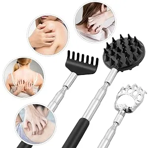 Telescoping Back Scratcher with 3Pcs Detachable Scratching HeadsTukuos Back Scratcher Extendable Backcratchers for MenWomenBear ClawRake Scratcher for AggressiveModerate Scratching Black - product information 12