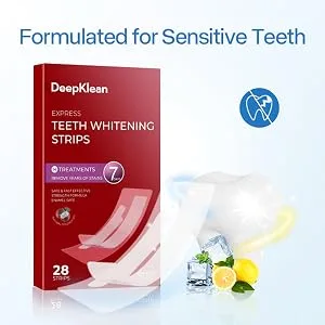 Teeth Whitening Strips for Sensitive Teeth - Professional White Strips for Home Using Enamel Safe 3 Days Express Result 28 Natural Teeth Whitener Strips 14 Treatments by Deepklean Coconut - teeth whitening strips
