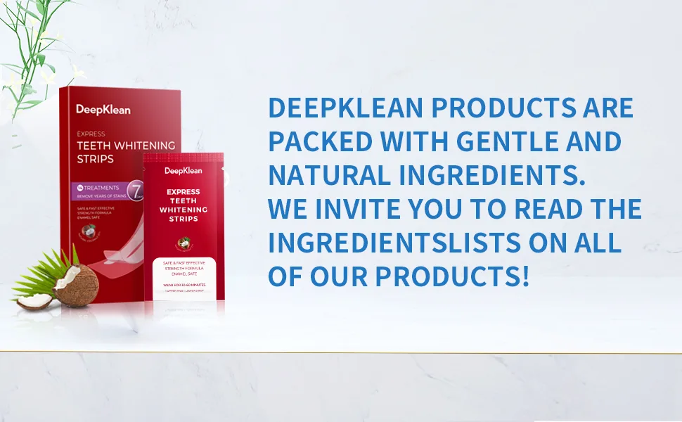 Teeth Whitening Strips for Sensitive Teeth - Professional White Strips for Home Using Enamel Safe 3 Days Express Result 28 Natural Teeth Whitener Strips 14 Treatments by Deepklean Coconut - teeth whitening strips