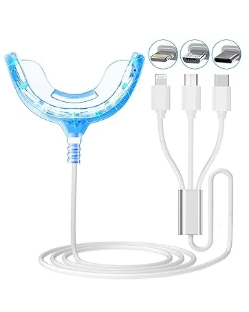 Teeth Whitening Light PHOEBE New Upgrade 16 LED Teeth Whitening Accelerator Light Mouth Tray Teeth Whitening Enhancer Light Trays Connected with iPhoneAndroidType-C for Home Use - teeth whitening light