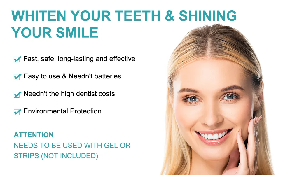 Teeth Whitening Accelerator Light 16x More Powerful Blue LED Light Mouth Tray Teeth Whitening Enhancer Light Trays Connected with iPhone Micro-USB Android USB for Home Use - teeth whitening light