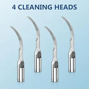 Teeth Cleaning kit Dental Tools - 3 Modes Dental Care Teeth Cleaner with LED Light Tooth Cleaner 4 Replaceable Heads  Oral Mirror Dental Kit Teeth Whitener - Replaceable Cleaning Heads