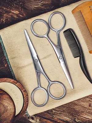 TecUnite 4 Pieces Beard Trimming Scissors Set Grooming Scissors for Men and Mustache Beard Comb Beard Grooming Trim Scissor Kit with Storage Bag Style 1 - product information 2