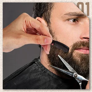 TecUnite 4 Pieces Beard Trimming Scissors Set Grooming Scissors for Men and Mustache Beard Comb Beard Grooming Trim Scissor Kit with Storage Bag Style 1 - product information 5