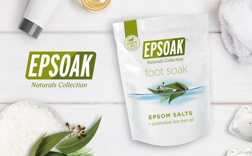 Tea Tree Oil Foot Soak with Epsoak Epsom Salt - 2 Pound Value Bag - Made in The USA 2 Pound (Pack of 1) - tea tree foot soak