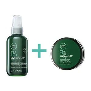 Tea Tree Grooming Pomade Flexible Hold High-Shine Finish For All Hair Types Especially Wavy  Curly Hair 3.0 oz. - Tea Tree Wave Refresher Spray & Tea Tree Shaping Cream