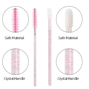 Tbestmax 200 Disposable Mascara Wand and Lipstick Applicator Wands Crystal Lip Gloss Brush Lash Spoolies for Eyelash Extensions (Pink) 1-Pink200 Pcs - lip brush