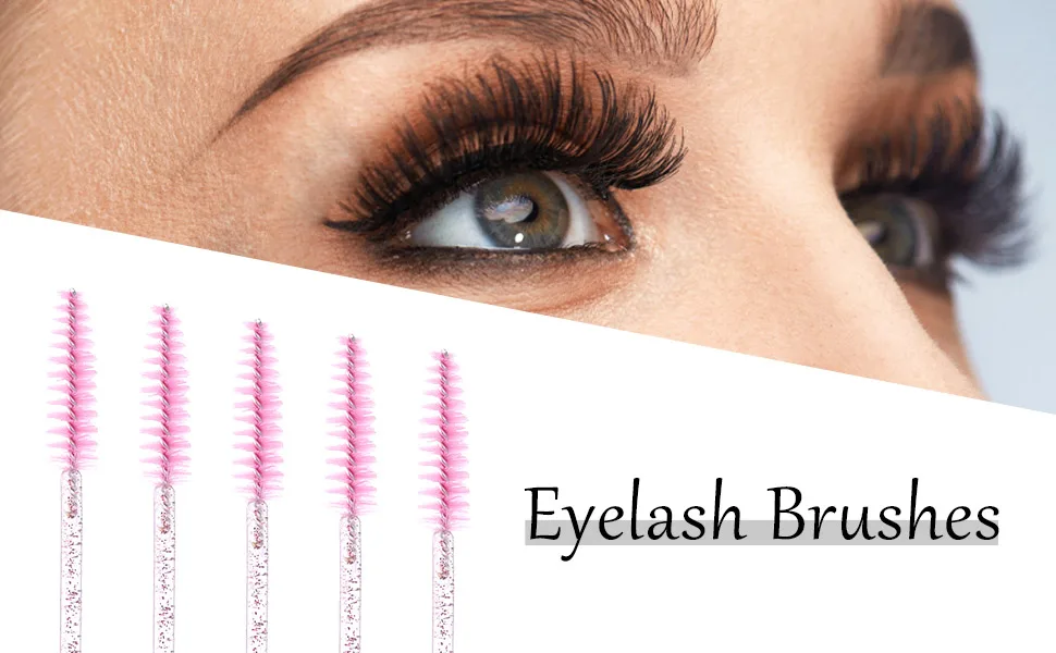 Tbestmax 100 Disposable Eyelash Brush Mascara Wands Spoolies for Eye Lashes Extension Eyebrow and Makeup Pink 01-Pink - 20210812000001
