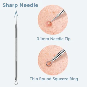 TAYTHI Blackhead Remover Tool Pimple Popper Tool Kit Blackhead Extractor tool for Face Extractor Tool for Comedone Zit Acne Whitehead Blemish Stainless Steel Extraction tools Silver - pimple popper