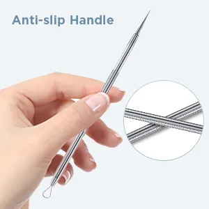 TAYTHI Blackhead Remover Tool Pimple Popper Tool Kit Blackhead Extractor tool for Face Extractor Tool for Comedone Zit Acne Whitehead Blemish Stainless Steel Extraction tools Silver - pimple tool