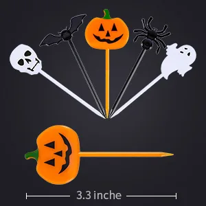 Tatuo Plastic Halloween Picks Halloween Cupcake Topper Picks Ghost Decor for Kids Birthday Party Themed Party (100) - product information 4