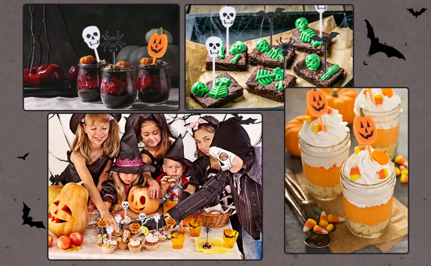 Tatuo Plastic Halloween Picks Halloween Cupcake Topper Picks Ghost Decor for Kids Birthday Party Themed Party (100) - product information 7