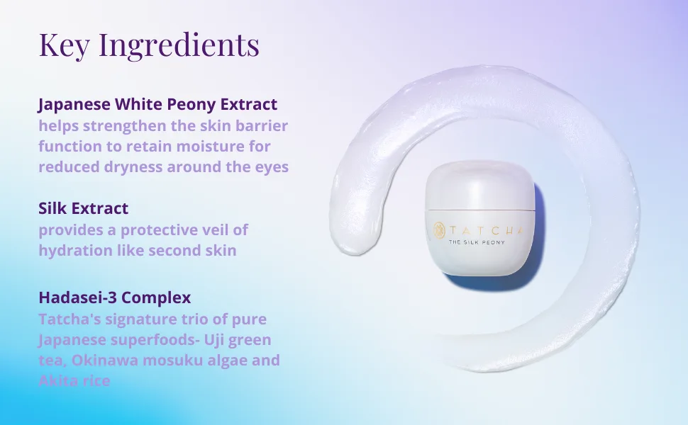Tatcha The Silk Peony Melting Eye Cream: Hydration with Line-Smoothing Liquid Silk for Youthful Radiant Eyes 15 ml  0.5 oz - tatcha the silk peony