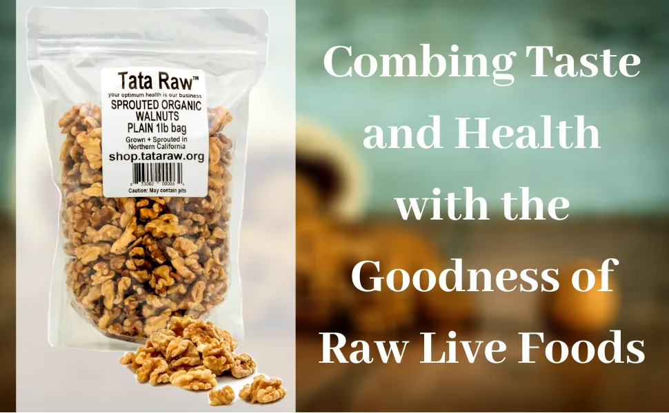 TATA RAW - Sprouted Organic Walnuts - PLAIN. Nothing added -1 lb. Soaked  Air dried SUPER QUALITY. Raw. Alive. Activated. Fresh 1 Pound (Pack of 1) - Tata Raw Plain Sprouted Walnuts