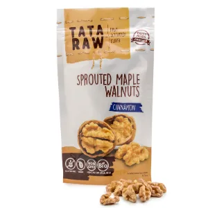 TATA RAW - Organic Sprouted Maple Walnuts - Cinnamon (1 lb) 1 Pound (Pack of 1) - Tata Raw Organic Cinnamon Flavor Sprouted Walnuts