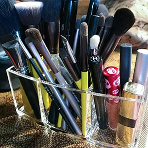 Tasybox Clear Makeup Brush Holder Organizer 3 Slot Acrylic Cosmetic Brushes Storage Eyeliners Eyebrow Pencil Display Case - product information 4