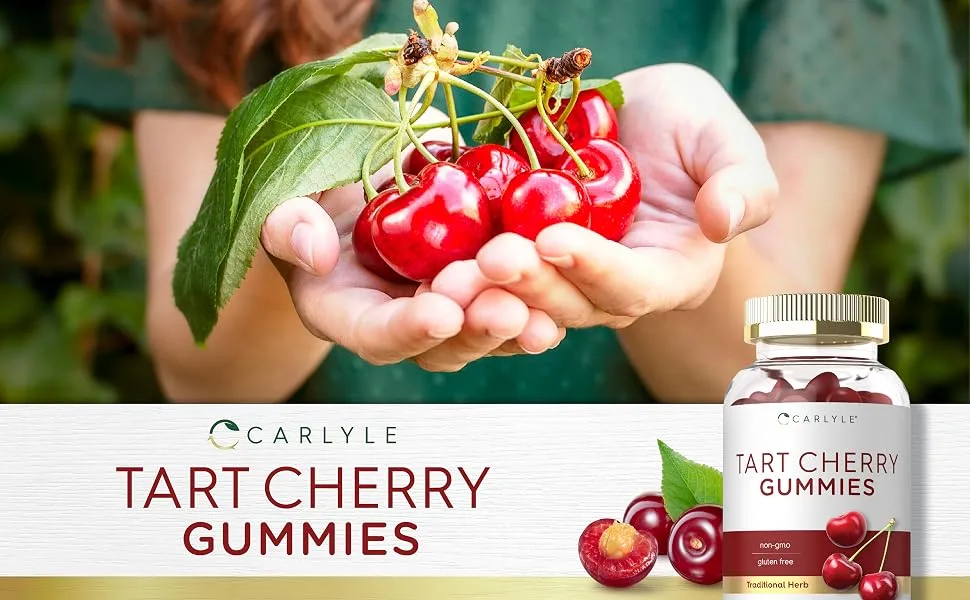 Tart Cherry Gummies  2000mg  150 Count  Natural Cherry Flavor  Vegan Non-GMO and Gluten Free Formula  by Carlyle - Tart Cherry Gummies