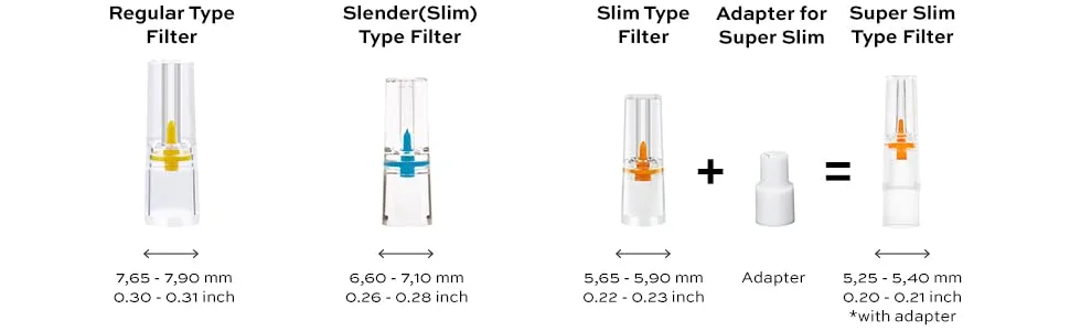Tarbust Premium BPA Free Medical Raw Material Disposable Filters for Regular and King Sizes 1200 Per Pack 2 Free Travel Cases - Regular Type Filter, Slender Type Filter, Slim Type Filter, Super Slim Type Filter
