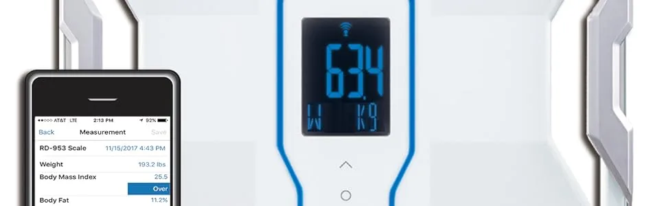 TANITAs RD-953 InnerScan PRO FDA Cleared Worlds Only Consumer Multi Frequency Bluetooth Full Composition Monitor - RD-953 with phone
