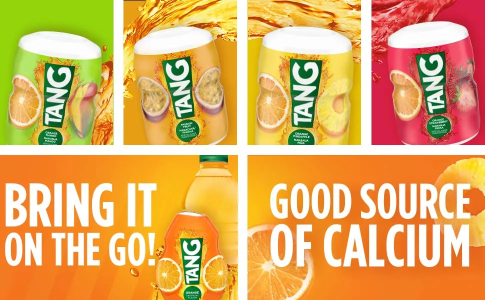 Tang Orange Naturally Flavored Powdered Soft Drink Mix 2 ct Pack 58.9 oz Canisters - Tang orange mango, passionfruit, pineapple, strawberry Bring it on the go! Good Source of Calcium