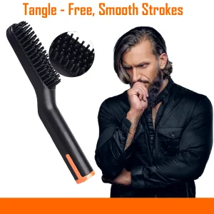 Tame The Wild Premium Beard Straightener - Ionic Anti-Scald Technology - Heated Beard Brush - 3 Temp Settings - Wooden Comb Included - Gift Set - Ceramic Tines