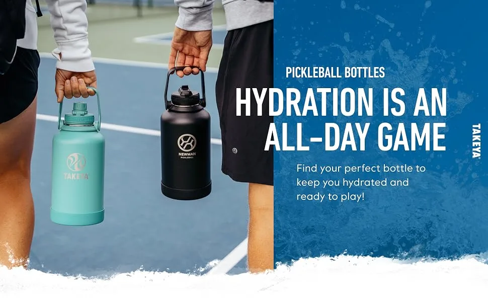 Takeya Pickleball Insulated Water Bottle with Straw Lid 32 Ounce Backspin Pink Backspin Pink 32 oz Straw Lid - hydration is an all-day game