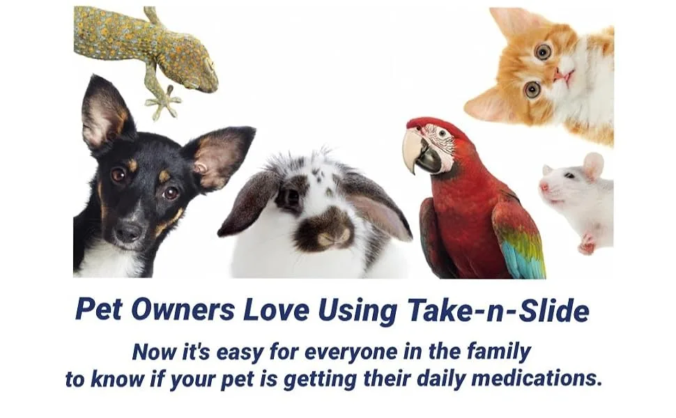 Take-n-Slide Medication Tracker and ReminderPackage of 5 Reusable Pill Trackers  Attach to Your Bottle (NOT Included)  Pill Organizer Alternative - Track Pet Medicine Pill Tracker Organize 7 Day Week