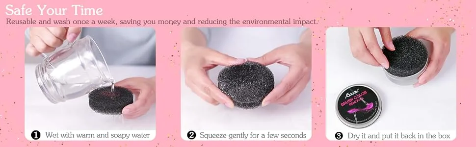 TailaiMei Color Removal Cleaner Sponge Quickly  Easily Clean Makeup Brushes Without Water or Chemical Solutions Eliminating Drying Time - Switch Eyeshadow Colored Immediately Black Cleaner sponge - color removal sponge cleaner makeup switch dry brushes mat cleaning eyeshadow quick tool accesories