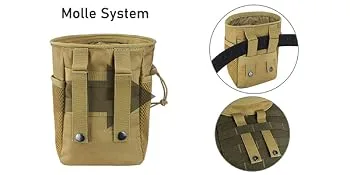 Tactical Molle Drawstring Magazine Dump Pouch, Adjustable Military Utility Belt Fanny Hip Holster Bag Outdoor Ammo Pouch Black - 2 pic