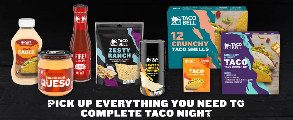 Taco Bell Crunchy Taco Dinner Kit with 12 Crunchy Taco Shells (Taco Bell Mild Sauce & Seasoning, 8.85 oz Box) - CHEESE