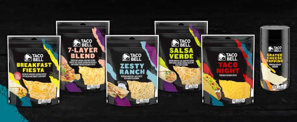 Taco Bell Crunchy Taco Dinner Kit with 12 Crunchy Taco Shells (Taco Bell Mild Sauce & Seasoning, 8.85 oz Box) - cheese