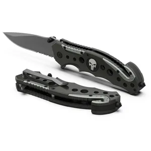 Swiss Safe 3-in-1 Tactical Knife for Military and First Responders - Navy SEAL Black - knife on side